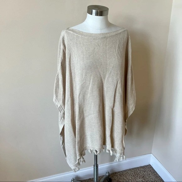 J. McLaughlin tassel trim boatneck sweater poncho 5497 - Picture 2 of 7